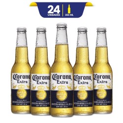 Cerveza Corona Extra con 24 Botellas de 355ml c/u Retornable