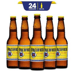 Cerveza Pacifico con 24 Botellas de 355ml c/u Retornable